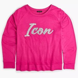 Lane Bryant Long Sleeve Pullover Berry Pink Rush Shoulder Graphic Top 22/24